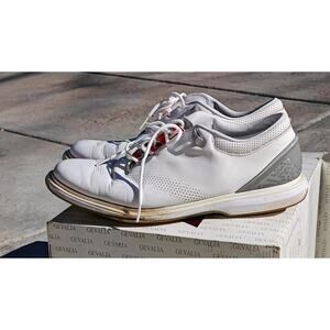 Jordan White Red Lace Up Leather Low Top Athletic Sneaker Men's